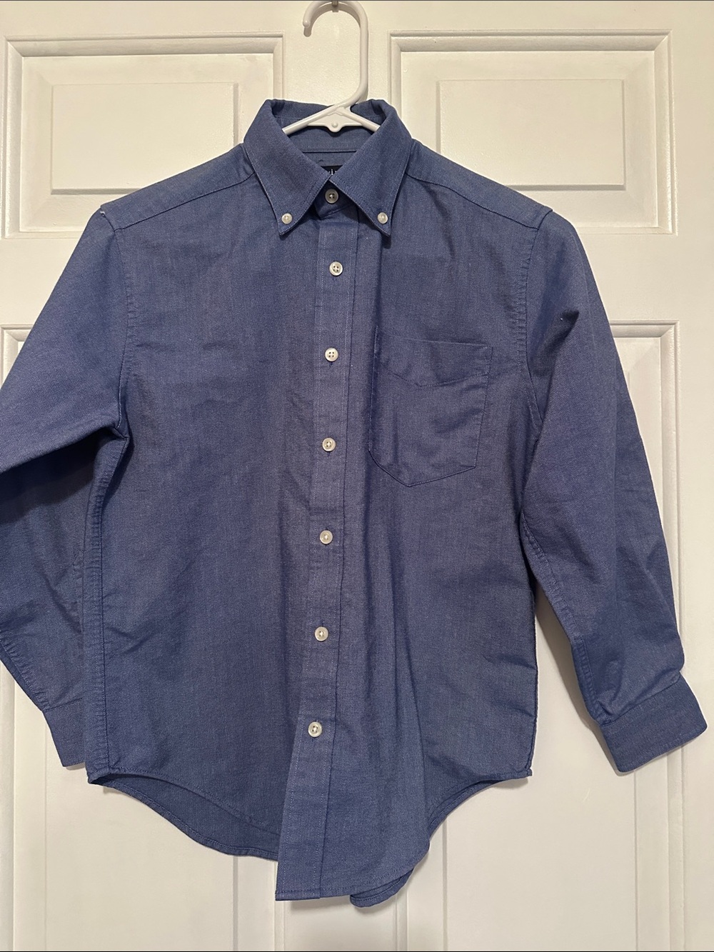 Lands' End Boys 10 French Blue Iron free Button-Down Dress Shirt like new